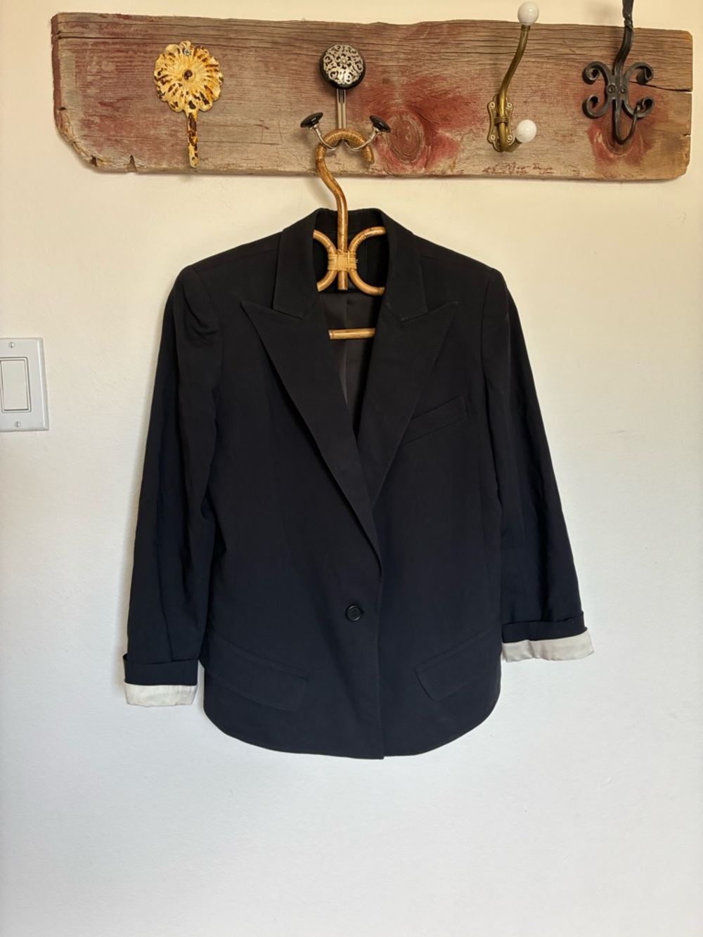 Smythe Les Vestes Classic Black Single-Button Wool Blazer Womens Size 6